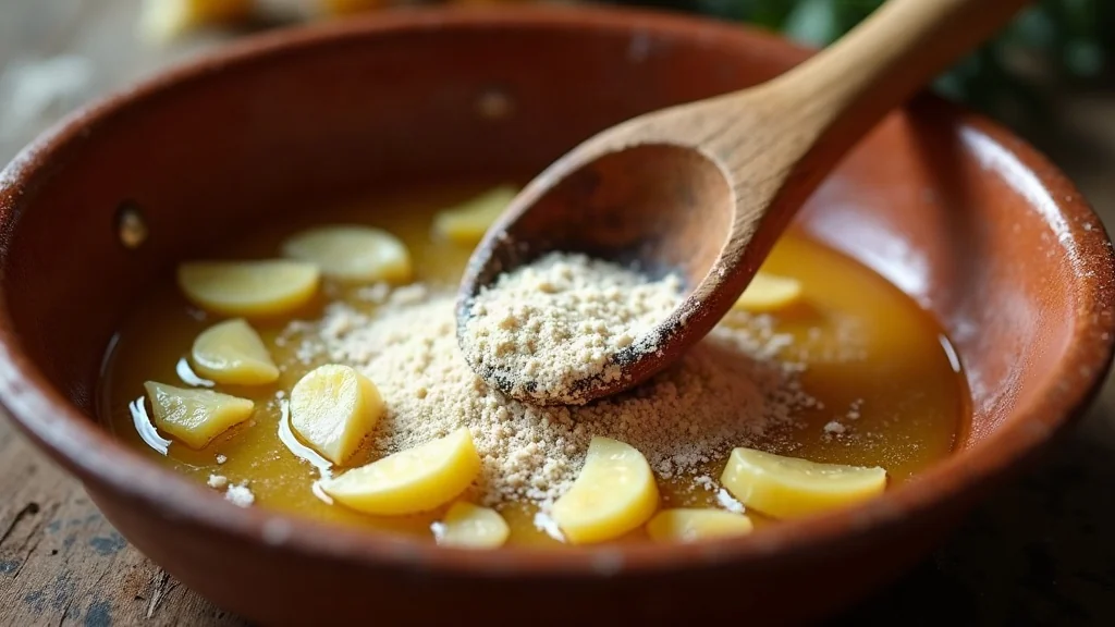 Sofrito aromático de ajos y tostado de harina